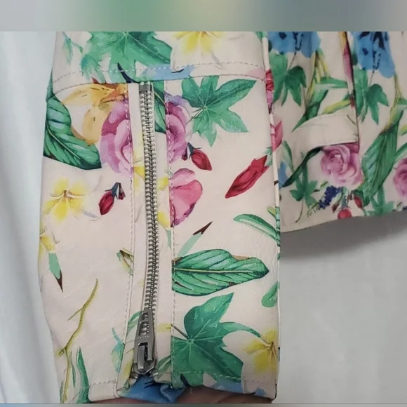 Colleen Lopez Colorful Floral Moto Zipper Jacket Sz- L - Picture 4 of 8